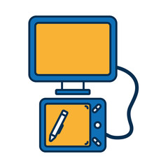 Naklejka premium computer with graphic tablet icon over white background computer vector illustration