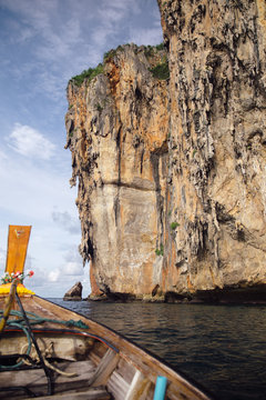Boat in cave on water