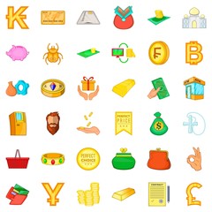 Luxury icons set, cartoon style