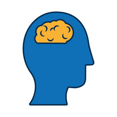 head and human brain icon over white background colorful design vector illustration