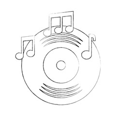 music vinyl disk note album sound vintage vector illustration