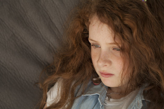 side profile of beautiful red haired girl