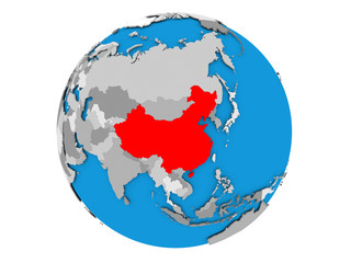 China on globe isolated