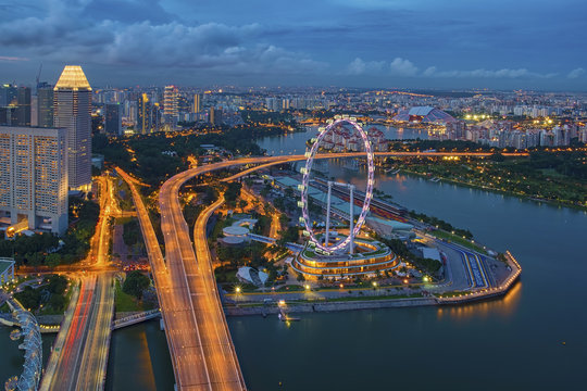 Aerial view of Marina Bay , Singapore