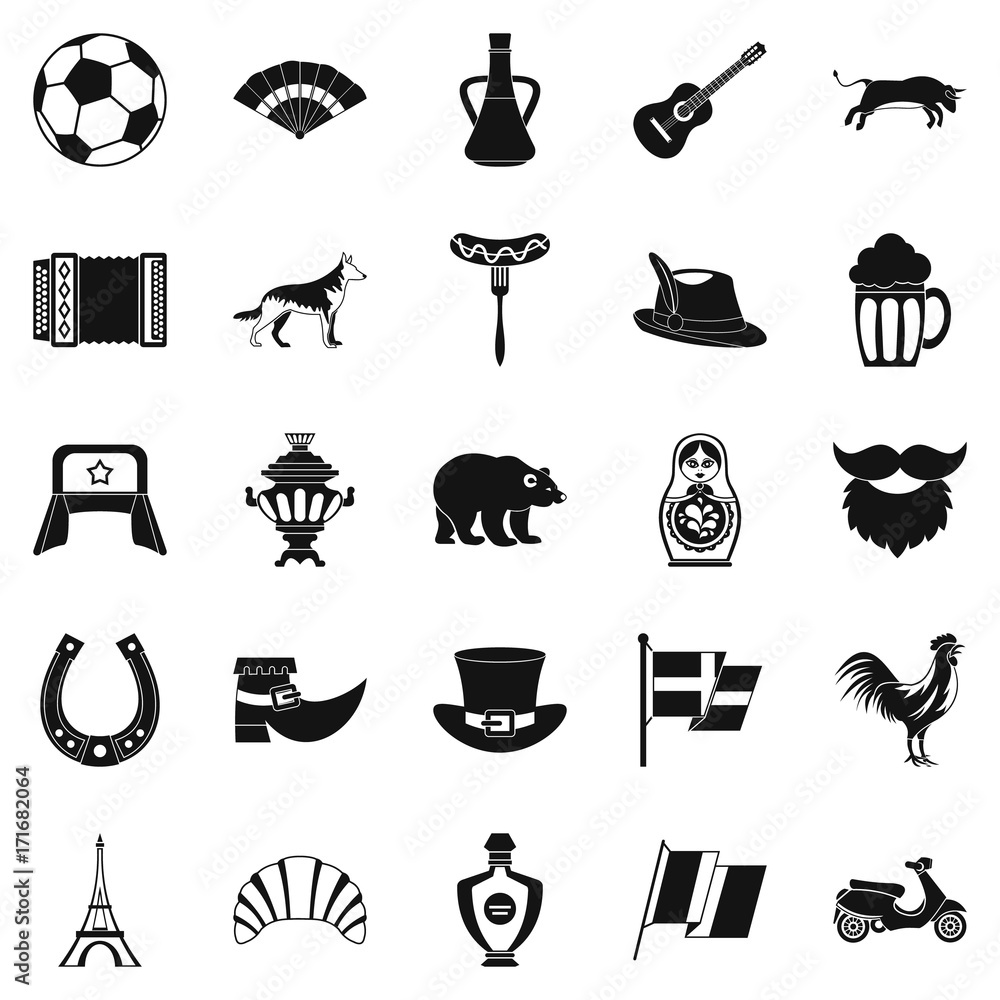 Aufkleber eiffel tower icons set, simple style