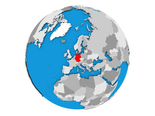 Germany on globe isolated