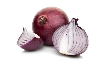 red sliced onion isolated on white background
