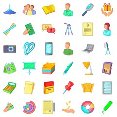 Business team icons set, cartoon style