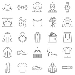Underwear icons set, outline style