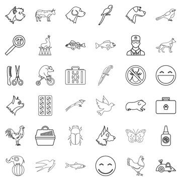 Carry icons set, outline style