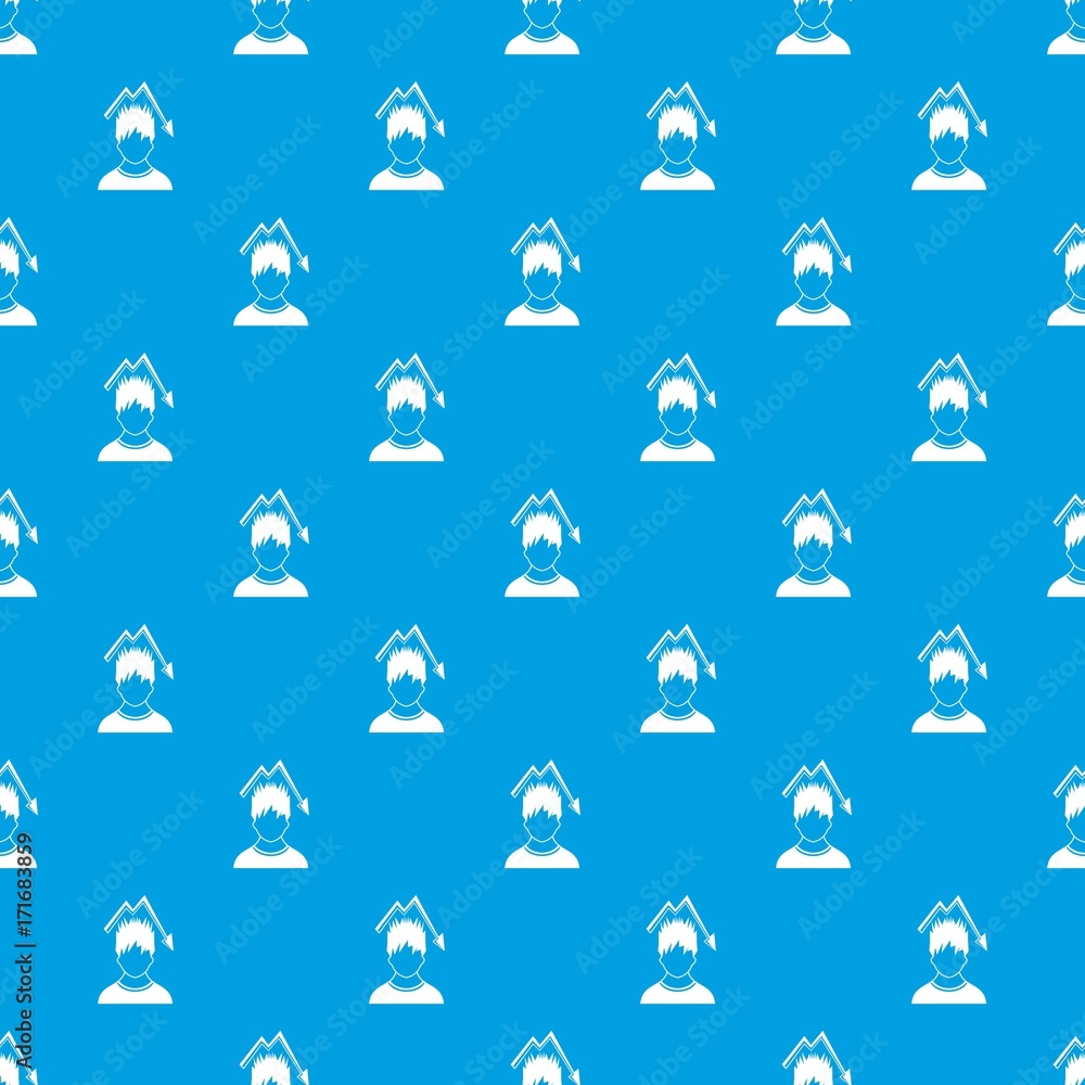 Poster man with falling red graph over head pattern seamless blue