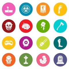 Zombie icons many colors set