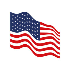 flag united states of america waving side colorful icon on white background vector illustration