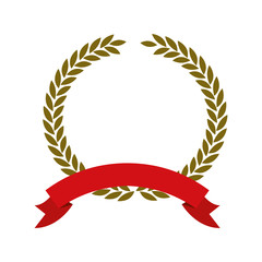 olive branch golden crown and red ribbon on bottom vector illustration