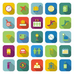 Airport color icons with long shadow