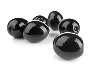 Ripe olives on white background