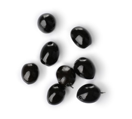 Ripe olives on white background