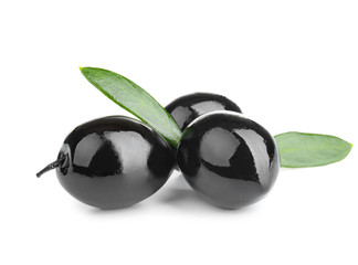 Ripe olives on white background