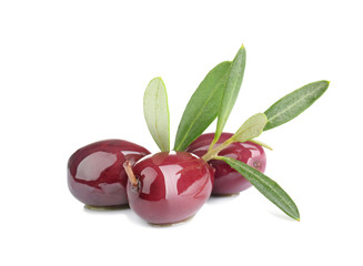 Ripe olives on white background