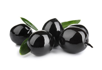 Ripe olives on white background