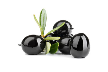 Ripe olives on white background