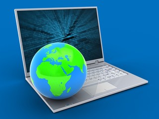 3d laptop and globe