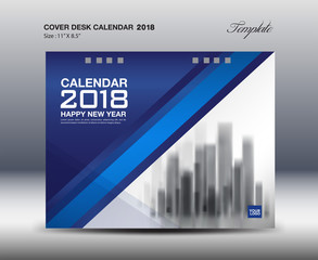 Blue Cover Desk Calendar 2018 Design, business brochure flyer template