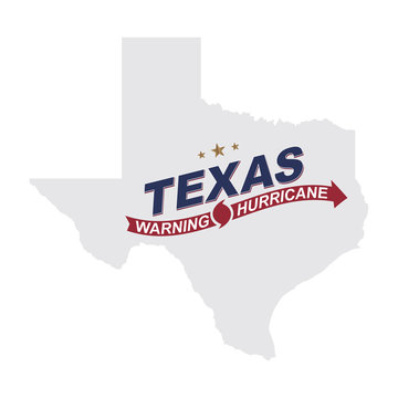 Warning hurricane in Texas. Symbols with maps and arrows on a white background. Flat vector illustration EPS 10.