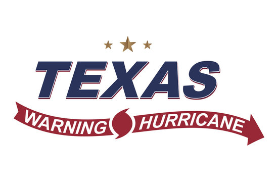 Warning hurricane in Texas. Symbols with arrows on a white background. Flat vector illustration EPS 10.