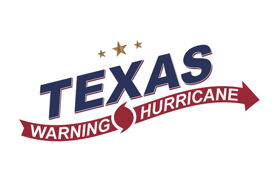 Warning hurricane in Texas. Symbols with arrows on a white background. Flat vector illustration EPS 10.