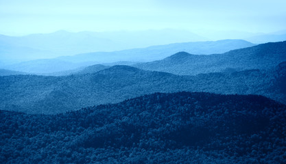 Mountain range in the late evening from Stowe Vermont