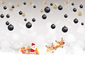 christmas balls background with santa claus and deer