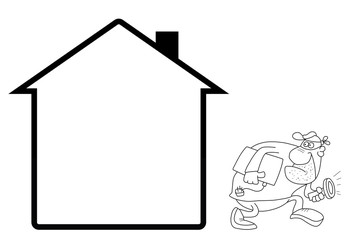 Representation of home security isolated on white background