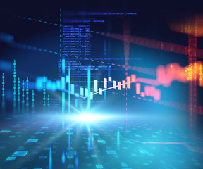 technical financial graph on technology abstract background