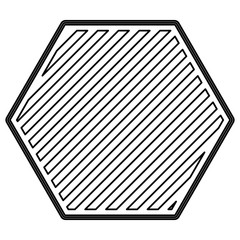 hexagon emblem monochrome contour and striped vector illustration