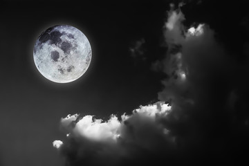 Naklejka na ściany i meble Full moon with Black and White sky background.Element of Full moon image furnished by NASA.