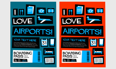 I Love Airports! (Flat Style Vector Illustration Quote Poster Design)