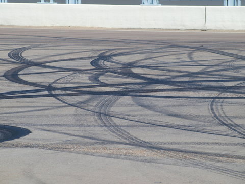 Tire Donuts Spins On Pavement