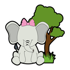cute elephant in landscape