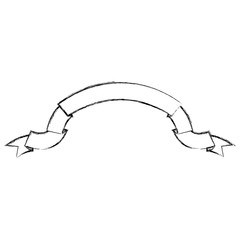 ribbon decorative with folds in monochrome blurred silhouette vector illustration