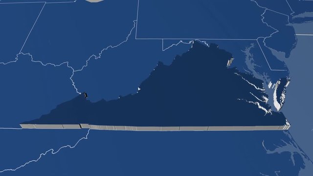 Virginia - United States, region extruded. Solids