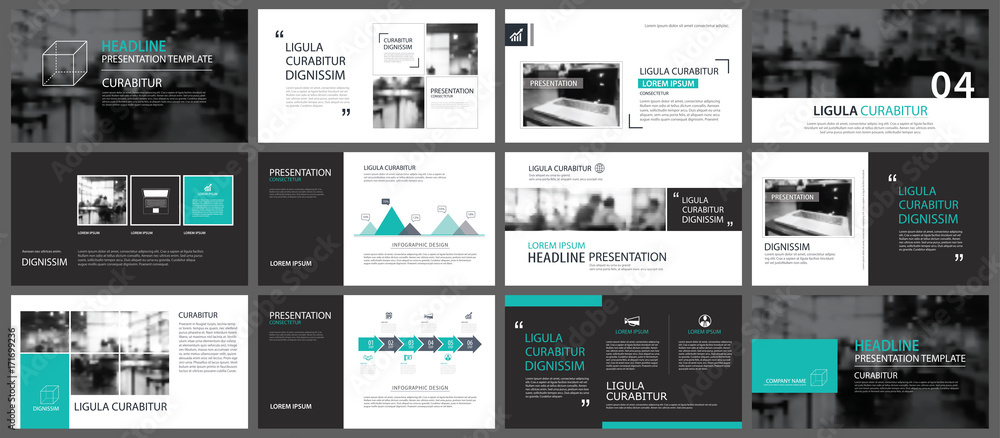 Poster green element for slide infographic on background. presentation template. use for business annual re