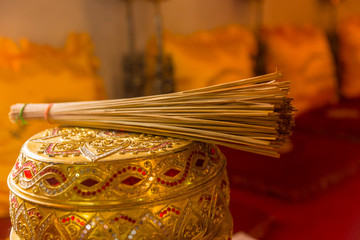 Thai holy water for Thai Monk in Buddhist Temple