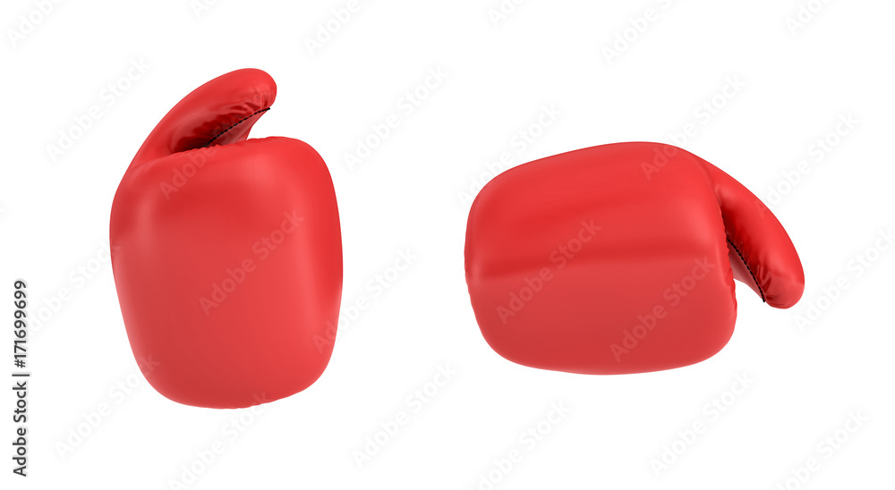 Poster 3d rendering of a red right boxing gloves isolated on white background