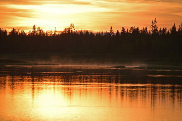 Naklejka premium Sunset at Säterdammen