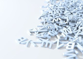 White letters. 3D Illustration.
Infinite letters background.