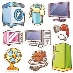 Vector Illustration of Cartoon Home electronics