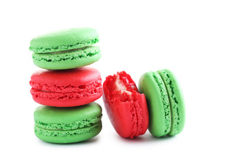 French macaron isolated on a white