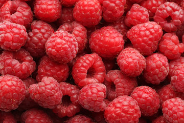 Ripe raspberries background