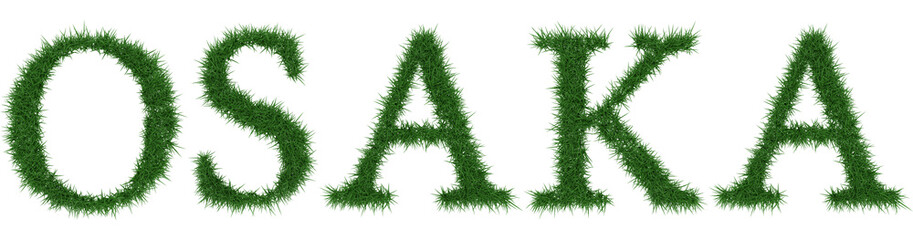 Osaka - 3D rendering fresh Grass letters isolated on whhite background.